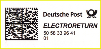 Freimachungsvermerk Eletroreturn hier am Beispiel von T-Mobile mit einer 32 x 32 Matrix Freimachungsvermerk Eletroreturn hier am Beispiel von T-Mobile mit einer 32 x 32 Matrix
