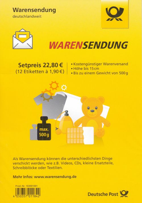 Infoflyer als Beilage für ein 12er Set Warensendungsaufkleber für die Portostufe 190 Cent Infoflyer als Beilage für ein 12er Set Warensendungsaufkleber für die Portostufe 190 Cent