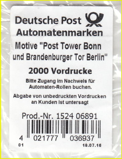 Verpackungsmaterial ATM mit dem Motiv 