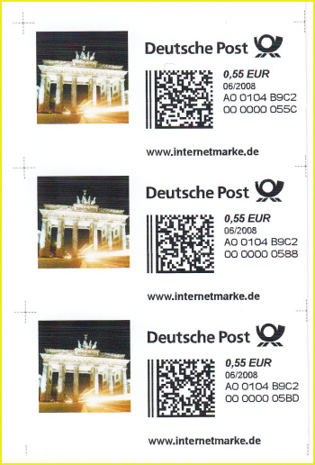 postfrische Internetmarken aus dem Jahr 2008, die heute noch frankaturgültig sind
