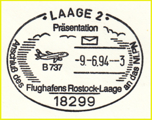 Sonderstempel zum Anschluß von Rostock-Laage an das Nachluftpostnetz Sonderstempel zum Anschluß von Rostock-Laage an das Nachluftpostnetz