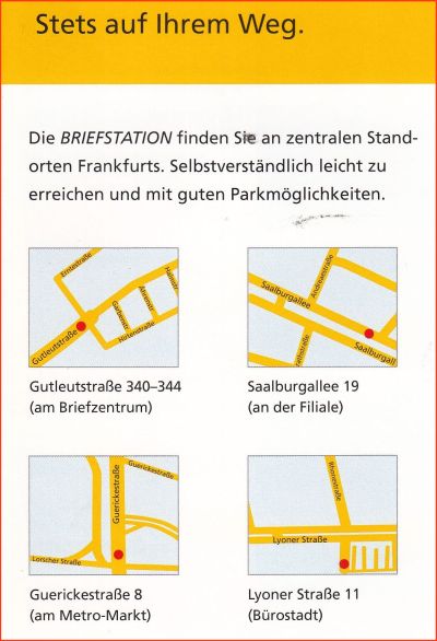 Skizzen der vier Standorte aus dem Flyer für diese Briefstation Skizzen der vier Standorte aus dem Flyer für diese Briefstation