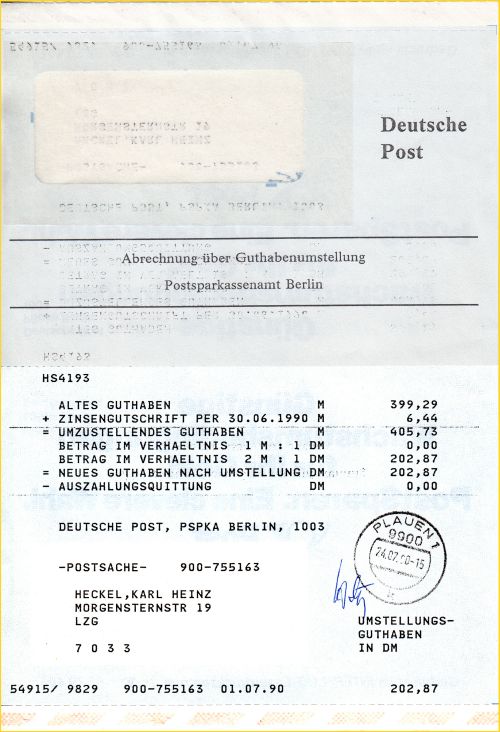Guthabenumstellung eines Postgirokontos Guthabenumstellung eines Postgirokontos