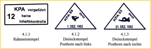 Grafisch aufbereitete Stempel der Kontrollpostämter (KPA) aus der ersten Phase bis 1954 Grafisch aufbereitete Stempel der Kontrollpostämter (KPA) aus der ersten Phase bis 1954