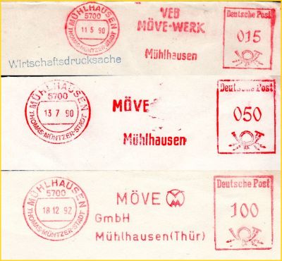 Mehrfachaptierung am Beispiel des VEB Möve-Werks Mühlhausen (Sammlung G. Borchers) Mehrfachaptierung am Beispiel des VEB Möve-Werks Mühlhausen (Sammlung G. Borchers)