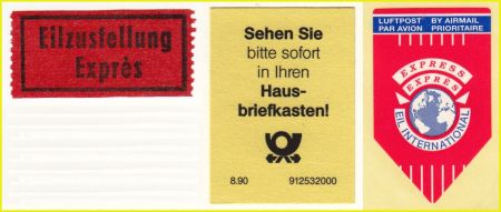 verschiedene Eilaufkleber - näheres dazu im Artikel