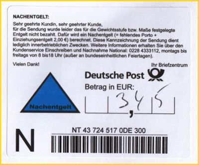Versuchslabel Nachentgelt aus dem 2. Versuch vom Herbst 2015