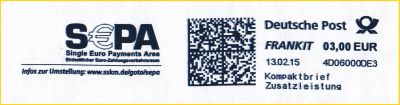 Frankitausschnitt mit Werbung zu SEPA (Single Euro Payments Area) aus dem Jahr 2015