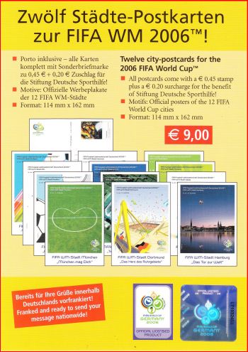 Verpackungsbeilage des Sets mit Informationen und Hologramm der FIFA zum Nachweis der Lizenz für den Verkauf