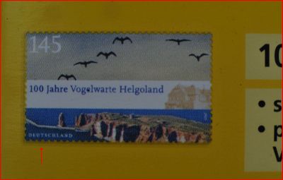 Detailausschnitt der gefälschten Verpackung – diese ist auf allen Seiten an dem falschen Schattenrand der Marke erkennbar