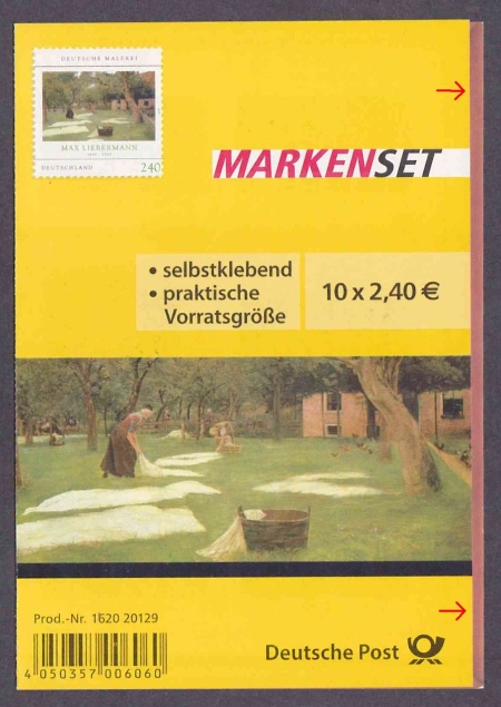 Das falsche Markenheft A von vorne, man sieht hier eine deutliche Fehljustierung der Stanzung, daher sieht man rechts noch die braune Farbe vom Rahmen, die Vorderseite, ist kürzer als die Rückseite Das falsche Markenheft A von vorne, man sieht hier eine deutliche Fehljustierung der Stanzung, daher sieht man rechts noch die braune Farbe vom Rahmen, die Vorderseite, ist kürzer als die Rückseite