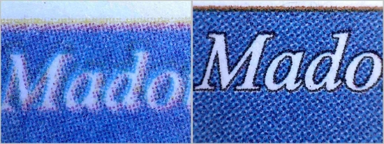 Ein Vergleich des Schriftzugs „Madonnenlilie“ links die Fälschung, rechts das Original Ein Vergleich des Schriftzugs „Madonnenlilie“ links die Fälschung, rechts das Original