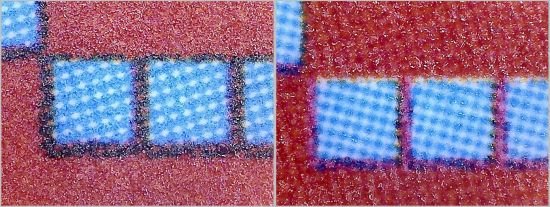 Vergleich Wertangabe 80 Cent – stark vergrößert – links von der Bundesdruckerei, rechts von Eschede Vergleich Wertangabe 80 Cent – stark vergrößert – links von der Bundesdruckerei, rechts von Eschede