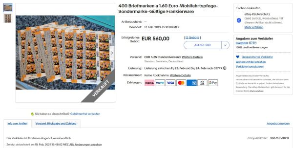 rkauf eines Zwischenhändlers auf Ebay von 400 gefälschten Hans im Glück Marken zu 160 + 55 Cent, eindeutig nachweisbar anhand einer Bildanalyse des Matrixcodes