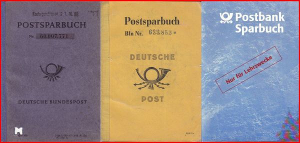 Ein kleiner Ausschnitt aus der Vielfalt der Postsparbücher Ein kleiner Ausschnitt aus der Vielfalt der Postsparbücher