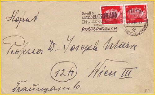 Brief von Graz nach Wien mit sehr interessantem Maschinenwerbestempel Brief von Graz nach Wien mit sehr interessantem Maschinenwerbestempel