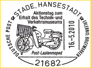 Sonderstempel zum Aktionstag für den Erhalt des Technik- und Verkehrsmuseums Stade im Mai 2010 Sonderstempel zum Aktionstag für den Erhalt des Technik- und Verkehrsmuseums Stade im Mai 2010