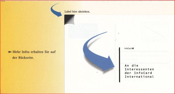 Die Infocard International zu Werbezwecken noch mit Label, 