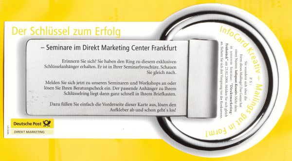 Infocard Kreativ als Postsache von der Werbeseite her