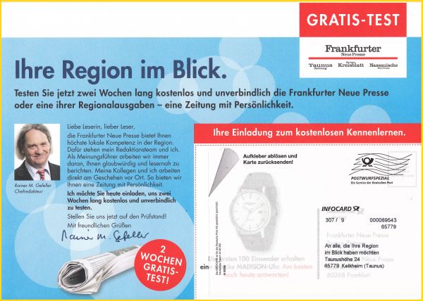 Infocard Groß als Postwurf Spezial mit Frankierwelle - ein seltenes Stück