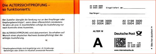 Die Innenseite der Verpackung, rechts mit dem Label für 