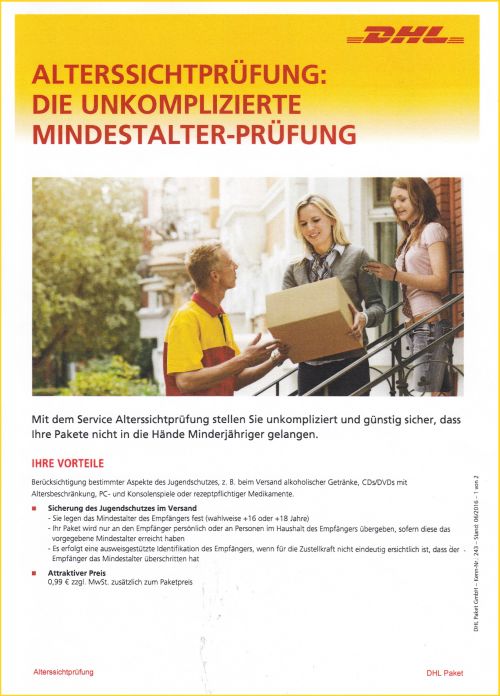 Infoflyer DHL für die Altersprüfung für Pakete - Seite 1