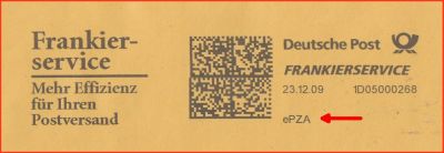 Frankitausschnitt eines Postzustellungsauftrages - hier mit der Variante 