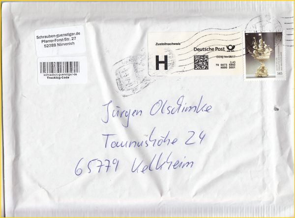 Großbrief der Versandfirma 