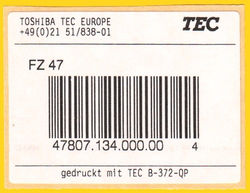 Musterlabel von der Postexpo 2002 für ein Paket - wurde aber in der Praxis am Schalter so nicht umgesetzt