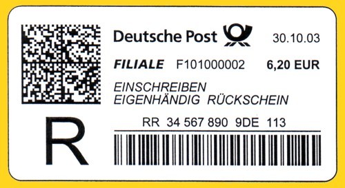 DIGITALMARKE mit Einschreiben Eigenhändig Rückschein Inland
