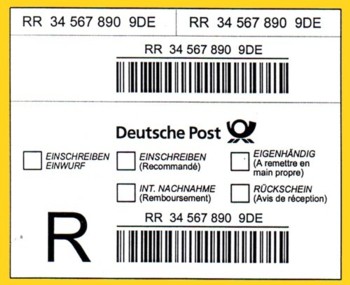 Universallabel für Geschäftskunden und Schalter ohne Labeldrucker - nur noch schwarzweiß