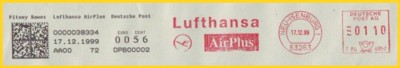Frankierauschnitt aus einem echt gelaufenen Rempi-Testbeleg - ein nicht alltäglicher Abschlag