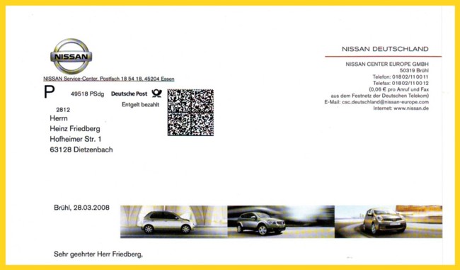 Pressesendung (Ausschnitt) mit dem großen 2-D-Barcode mit Premiumadress, wie er seit dem ..... im Inland vorgeschrieben ist Pressesendung (Ausschnitt) mit dem großen 2-D-Barcode mit Premiumadress, wie er seit dem ..... im Inland vorgeschrieben ist