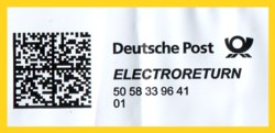 Ausschnitt Frankiervermerk Electroreturn von T-Mobile für das BZ 56 Koblenz