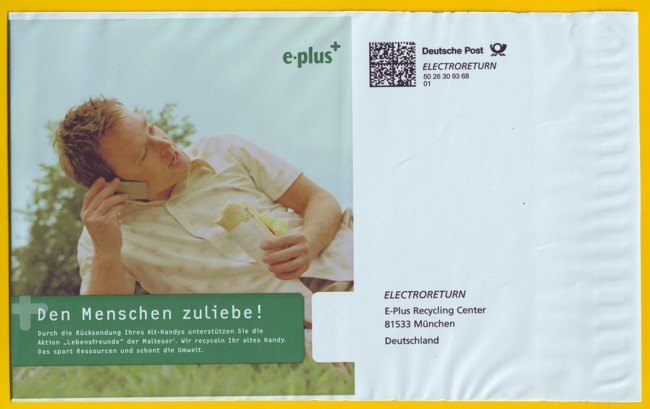 Electroreturn Versandtüte aus Plastik von e-Plus
