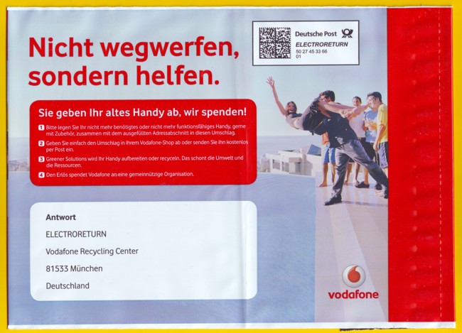 Electroreturn Versandtüte aus Plastik von vodafone