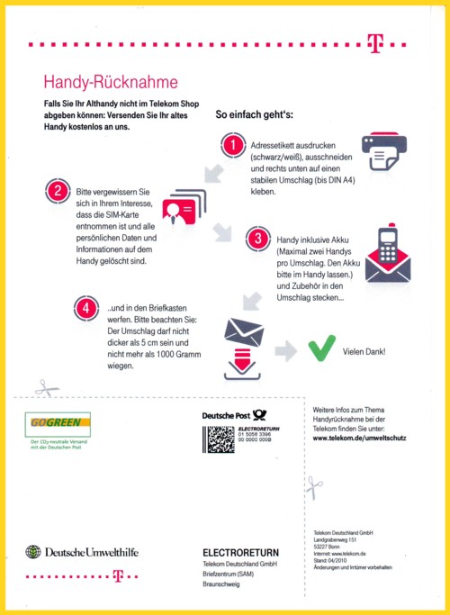 Electroreturn von T-Online und der Deutschen Umwelthilfe (Stand 2010)