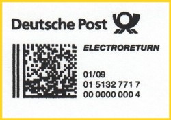 Electroreturn mit Postmatrixcode und Datum - RRR