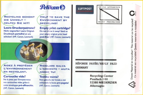 Die Vorläufervariante von Pelikan noch ohne Electroreturn-Vermerk