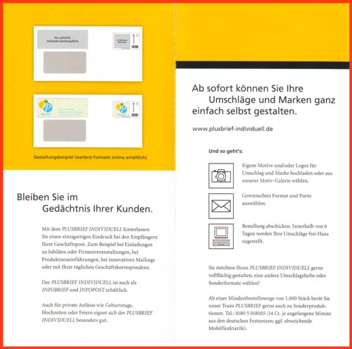 Das neue Werbefaltblatt der Deutschen Post AG nun mit dem aktuellen Namen Plusbrief Individuell - die beiden Innenseiten - Stand 05/2008