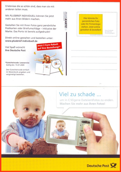 Werbekarte der Deutschen Post AG zur Pluskarte individuell aus dem Sommer 2009