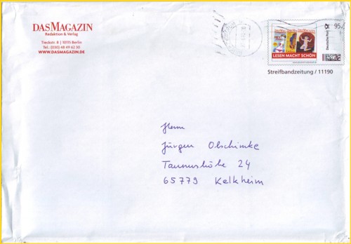Hier eine moderne sehr seltene Streifbandzeitungsvariante, die es nur wenige Jahre gegeben hat, eine Streifbandzeitung, freigemacht mittels Plusbrief Individuell-Freimachung (bekannt sind hier bisher nur 2 Kunden)