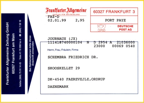 Zeitung in Folie ins Ausland mittels DV-Freimachung entwertet Zeitung in Folie ins Ausland mittels DV-Freimachung entwertet