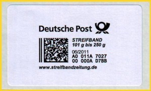 Hier die Produktmarke Streifband für die 3. Gewichtsstufe 101 Gramm bis 250 Gramm