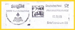 Frankierservice mit Firmenwerbung und Klischee in Form eines Matrixcodes