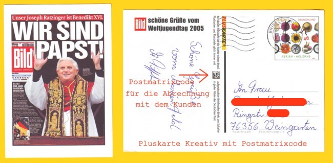 Papstganzsache mit Postmatrixcode aus dem Jahr 2005