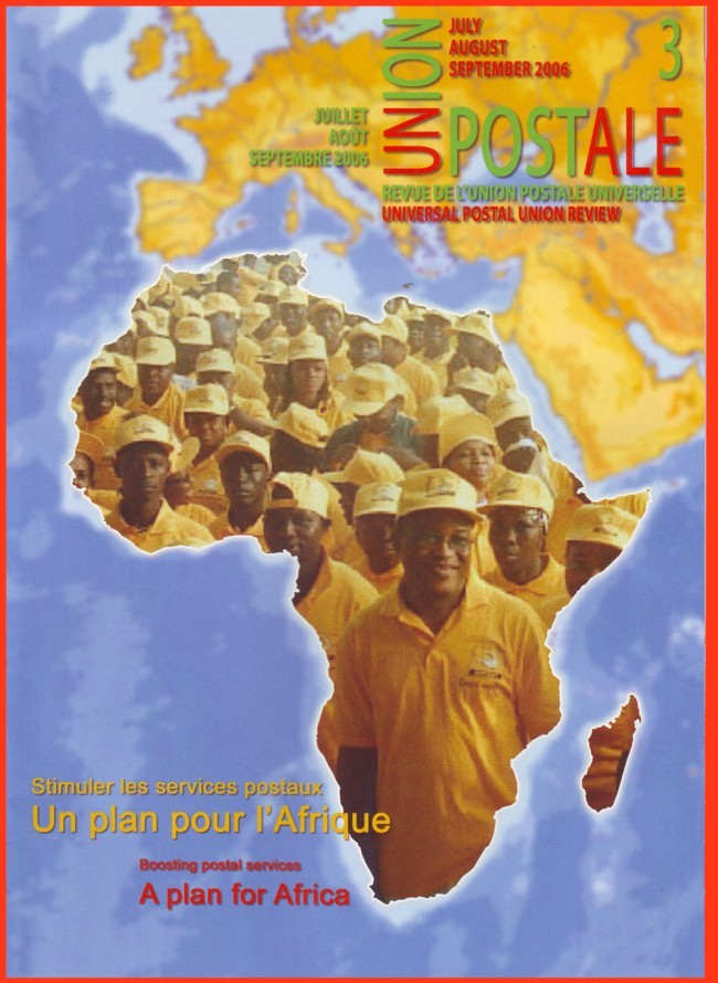 Die Titelseite des UPU Hauptmagazins in englisch und französisch und in Farbe mit Abbildungen - Ausgabe 3 / 2006