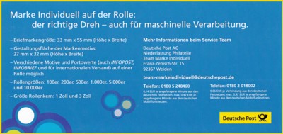 Werbeflyer aus dem Jahr 2011 mit Werbung für die Rolle (Rückseite)