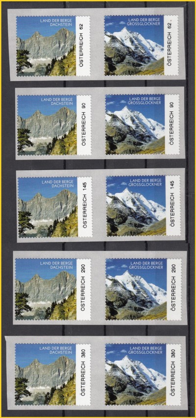 Inlandstastensatz als Pärchen mit beiden Motiven vom Papier 2 - enge Zähnung, Druck von Landesname + Wertangabe im Automat