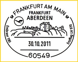 Erstflug Frankfurt - Aberdeen mit dem Embraer 190 von Lufthansa am 30.10.2011
